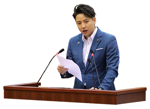 定例会で一般質問している つるだいちの写真